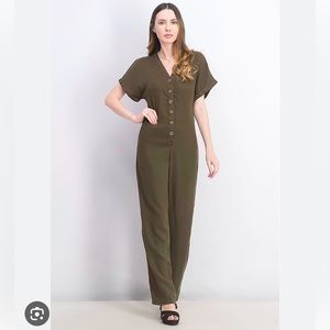 Mango olive green jumpsuit